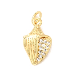 Shell Shape Латунные микро проложить кубического циркония подвески, долговечный, без кадмия и без свинца, с целью перехода в кольце, реальный 18 k позолоченный, форма раковины, 17x10x4 мм, отверстие : 3.5 мм