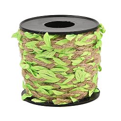 Зелено-Желтый Плетеный джутовый шнур, шнур для отделки листьев из полиэфирной ткани, с катушкой, зеленый желтый, 6~25 мм, около 10.94 ярдов (10 м) / рулон