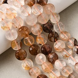 Yellow Hematoid Quartz Natural Yellow Hematoid Quartz Golden Healer Quartz Beads Strands, Faceted Flat Round, 10x6mm, Hole: 0.9mm, about 39pcs/strand, 15.16''(38.5cm)