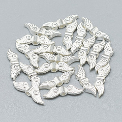 Argent 925 perles en argent sterling, ailes d'ange, argenterie, 4x14x2.5mm, Trou: 1mm