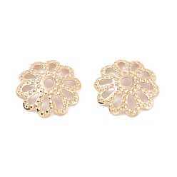 Настоящее золото 24K Латунные многолепестковые колпачки для бусинок, долговечный, цветок, реальный 24 k позолоченный, 8.5x2 мм, отверстие : 1.2 мм