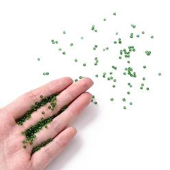 Green Glass Seed Beads, Transparent, Round, Green, 12/0, 2mm, Hole: 1mm, about 30000 beads/pound