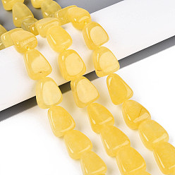 Золотистый Бусины из натурального белого нефрита, треугольные, окрашенные, золотые, 13~20x10~14x6.5~10 мм, отверстие : 1~1.2 мм, около 21~23 шт / нитка, 14.37~15.16 дюйм (36.5~38.5 см)