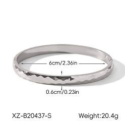 Stainless Steel Color 304 Stainless Steel Textured Open Hinged Cuff Bangles for Women, Stainless Steel Color, Inner Diameter: 2.36 inch(6cm)