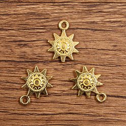 Золотой Солнечные чары, Подвески из сплава с двусторонним покрытием для изготовления ювелирных изделий, аксессуаров своими руками, золотые, 17x12 мм, отверстие : 1 мм