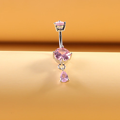 Плоский Круглый 316l хирургическая нержавеющая сталь жемчужно-розовый кубический цирконий плоские круглые изогнутые штанги подвесные кольца для живота, цвет нержавеющей стали, плоско-круглые, 10 мм, штифты : 1.6 мм