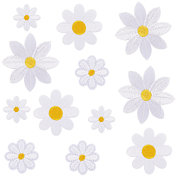 Белый 24 шт. 4 стили термонаклейки на ткань, аппликация патч, швейные украшения, цветок, белые, 33~73x33~70x1~2 мм, 6 шт / стиль