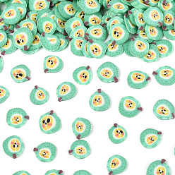 Средний Аквамарин Ручной полимерной глины кабошонов, дуриан, средний аквамарин, 6~8x6~7.5x0.5~1.5 мм