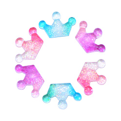 (52) Непрозрачная лаванда 40 шт 4 цвета прозрачные кабошоны из смолы, с блеском порошок, градиент цвета, корона, разноцветные, 15x23 мм