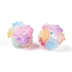 Разноцветный Бусины из полимерной глины со стразами и рельефными смоляными розами, для телефонных цепей, кукольные брелоки и украшения для сумок, красочный, 22~26 мм, отверстие : 2~2.5 мм