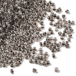 Серый Цилиндрические стеклянные бусины, прозрачные цвета внутри, серые, 2.5x1.8 мм, отверстие : 2 мм, Около 2700 шт / 450 г