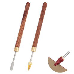 Шоколадный 2 шт. 2 стили ручка из нержавеющей стали с кожаным краем, с сандаловой ручкой, для самостоятельной работы с кожей, цвет шоколада, 166x10.5 мм, штифты : 3.5~6.5 мм, 1 шт / стиль