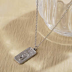 Нержавеющая Сталь Цвет Богемия винтажная нержавеющая сталь кристалл горный хрусталь карта таро с рукой звезда луна кулон ожерелья, цвет нержавеющей стали, 17.72 дюйм (45 см)