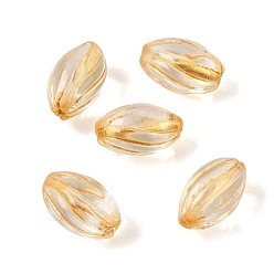 Clair Peinture à cuisson et perles de verre entrelacées de métal doré, ovale, clair, 14x9x8.5mm, Trou: 1.5mm