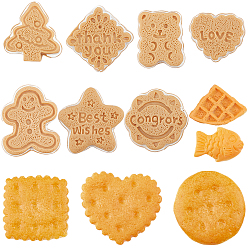 Navajo White 48Pcs 12 Style Resin Cabochons, Christmas Tree & Gingerbread Man & Bear & Heart & Fish & Star & Biscuit & Square & Flower, Navajo White, 4pcs/style