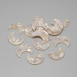 Lilac Cellulose Acetate(Resin) Pendants, Moon, Lilac, 20.5x12x2.5mm, Hole: 1.5mm