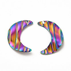 Rainbow Color Ионное покрытие (ip) 304 подвески из нержавеющей стали, лунное очарование, Радуга цветов, 19x13x2 мм, отверстие : 1 мм