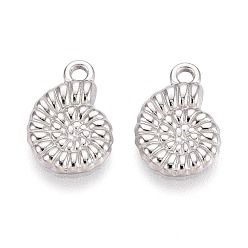 Нержавеющая Сталь Цвет 304 подвески в форме раковины из нержавеющей стали, не тускнеет, цвет нержавеющей стали, 14x9.5x2 мм, отверстие : 1.6 мм