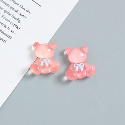 Light Coral Resin Cabichons, Bear, Light Coral, 25x23mm