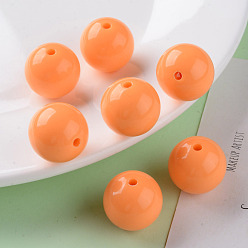 Orange Opaque Acrylic Beads, Round, Orange, 20x19mm, Hole: 3mm, about 111pcs/500g