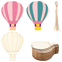 Золотой 20 шт. необработанные деревянные заготовки в виде воздушных шаров для рождественской живописи, пирография, домашнего декора, с джутовым шнуром, старинный белый, 118x90x2 мм, отверстие : 3 мм