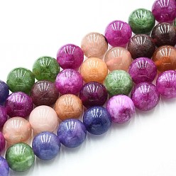 (52) Непрозрачная лаванда Природного кварца нитей бисера, окрашенные, круглые, имитация турмалина, разноцветные, 10~10.5 мм, отверстие : 1~1.2 мм, около 37~38 шт / нитка, 14.76~15.16 дюйм (37.5~38.5 см)