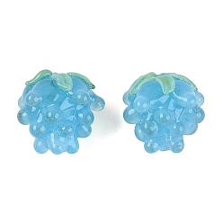 Deep Sky Blue Handmade Lampwork Beads, Raspberry, Deep Sky Blue, 14.5~16.5x12.5~17.5x12.5~17.5mm, Hole: 1~1.8mm