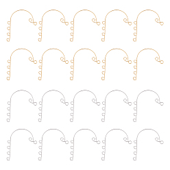Golden & Stainless Steel Color 40Pcs 2 Colors 316 Stainless Steel Ear Cuff Findings, Non Piercing Earring Findings with 6 Loop, Golden & Stainless Steel Color, 59x46x0.5mm, Hole: 4mm, 20pcs/color