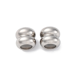 Нержавеющая Сталь Цвет 201 из нержавеющей стали бусы, с резиной внутри, ползунки, колонка, Рифленые бусины, анти-тускнение, цвет нержавеющей стали, 9x10 мм, отверстие : 3 мм