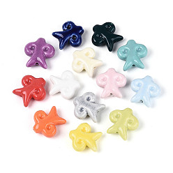 (52) Непрозрачная лаванда Ручной фарфоровые керамические шарики, глотать, яркие глазированный фарфор, разноцветные, 24x22.5x9.5 мм, отверстие : 2.5 мм