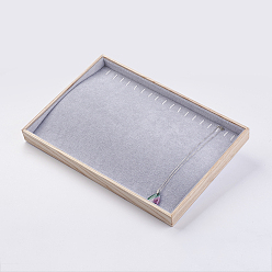 Светло-серый Древесины ожерелье отображает, обтянута бархатом, кубоид, светло-серый, 35x24x3.1 см