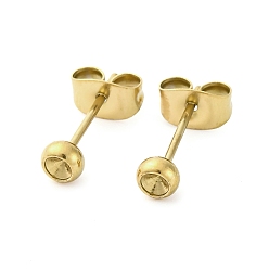 Золотой 304 Выводы серьги из нержавеющей стали шпилька, с петлей и ушной гайкой / серьгами, золотые, 4x14 мм, отверстие : 2.5 мм, штифты : 0.8 мм