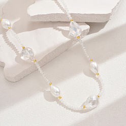 Белый Модные винтажные каплевидные искусственные жемчужины и стеклянные бусины женские длинные ожерелья, белые