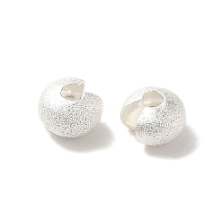 Серебро Латуни обжимной шарики охватывает, серебряные, 6x4 мм, отверстие : 1.6 мм