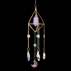 Аметист Подвеска-ловец солнца из аметиста и хрустального стекла, создатель радуги, украшение сада и дома своими руками, 500 мм