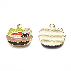 Желто-Зеленый Подвески из эмали и сплава, без кадмия и без свинца, золотой свет, горячий котелок, желто-зеленый, 18x19x1.5 мм, отверстие : 1.5 мм