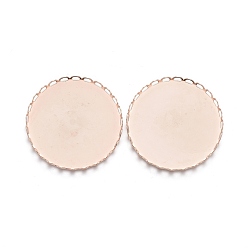 Розовое Золото 304 Настройки нержавеющей стали кабошон, кружева края ободок чашки, плоско-круглые, розовое золото , лоток: 30 мм, 31x3 мм