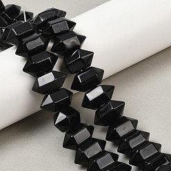 Black Onyx Нити бусин из натурального черного оникса (окрашенного и нагретого) с двойными концами, кусковая пуля, граненые, 20x11x10 мм, отверстие : 1 мм, около 20 шт / нитка, 7.99'' (20.3 см)