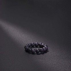Лавовый камень Эластичные кольца для пальцев из натуральной лавы, круглые, бусины : 4 мм, внутренний диаметр: регулируемый