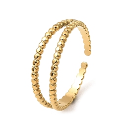 Настоящее золото 18K 304 открытые манжеты из нержавеющей стали, двойные линии, реальный 18 k позолоченный, размер США 8 (18.1 мм)