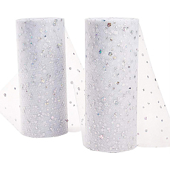 Светло-серый Сетчатые ленты с блестками и пайетками, тюль ткань, Тюль-рулонная ткань для юбки, светло-серый, 6 дюйм (15 см), о 25yards / рулон (22.86 м / рулон)