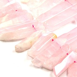 Rose Quartz Irregular Strip Natural Rose Quartz Graduated Beads Strands, 18~60x10~15x4~6mm, Hole: 2mm, about 32~36pcs/strand, 15.3 inch