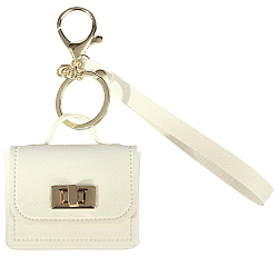 Белый Портативная сумка из искусственной кожи брелок, с брелком из сплава, белые, 220 мм