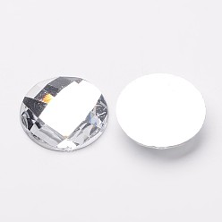 Claro Cabujones de diamante de imitación de acrílico, espalda plana, facetados, semicírculo, Claro, 22x6 mm