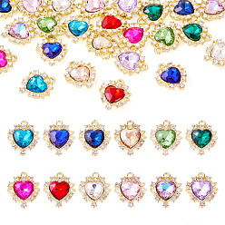 (52) Непрозрачная лаванда 24шт 12цвета сплава горный хрусталь подвеска, сердце, разноцветные, 16x13 мм, 2 шт / цвет