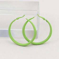 Бледно-Зеленый Серьги-кольца из сплава, окрашенные распылением, с 925 штырями стерлингового серебра, серебряные, бледно-зеленый, 50 мм