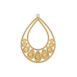 Настоящее золото 14K Подвески в форме капли 304 из нержавеющей стали с кабошонами, ионное покрытие (ip), реальный 14 k позолоченный, 55x41 мм