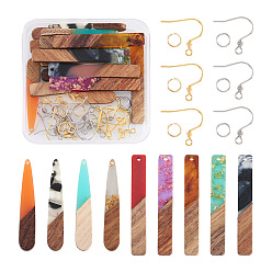 (52) Непрозрачная лаванда Набор для изготовления прямоугольных и каплевидных сережек своими руками, в том числе подвески из смолы и ореха, 304 прыгающие кольца из нержавеющей стали и французские крючки для сережек, разноцветные, 138 шт / коробка