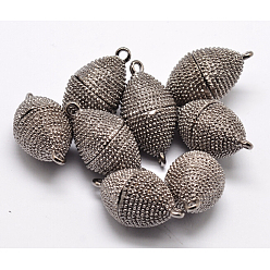 Черный Цвет Металла Магнитные застежки из сплава с петлями, овальные, металлический черный , 28x14 мм, отверстие : 1.5 мм