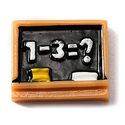 Dark Orange Teachers' Day Opaque Resin Cabochons, Learning Stationery, Blackboard, Dark Orange, 18.5x22.5x6mm